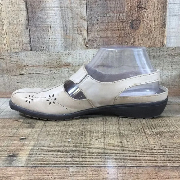 Spring Step Shoes Womens 41 Cream Cut‎ Leather Slingback Comfort Flats 9.5-10 - Picture 5 of 12